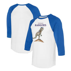Texas Rangers Tiny Turnip Unisex TT Rex 3/4-Sleeve Raglan T-Shirt - White/Royal T-shirts