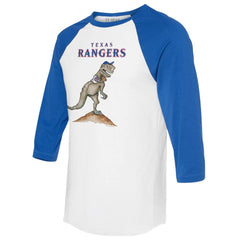 Texas Rangers Tiny Turnip Unisex TT Rex 3/4-Sleeve Raglan T-Shirt - White/Royal T-shirts