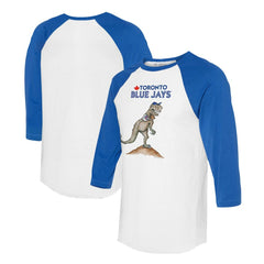 Toronto Blue Jays Tiny Turnip Unisex TT Rex 3/4-Sleeve Raglan T-Shirt - White/Royal T-shirts