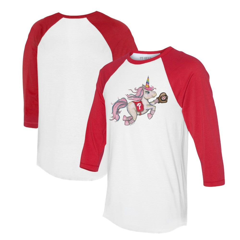 Philadelphia Phillies Tiny Turnip Unisex Unicorn 3/4-Sleeve Raglan T-Shirt - White/Red T-shirts