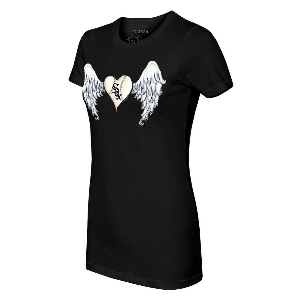 Chicago White Sox Tiny Turnip Women's Angel Wings T-Shirt - Black T-shirts