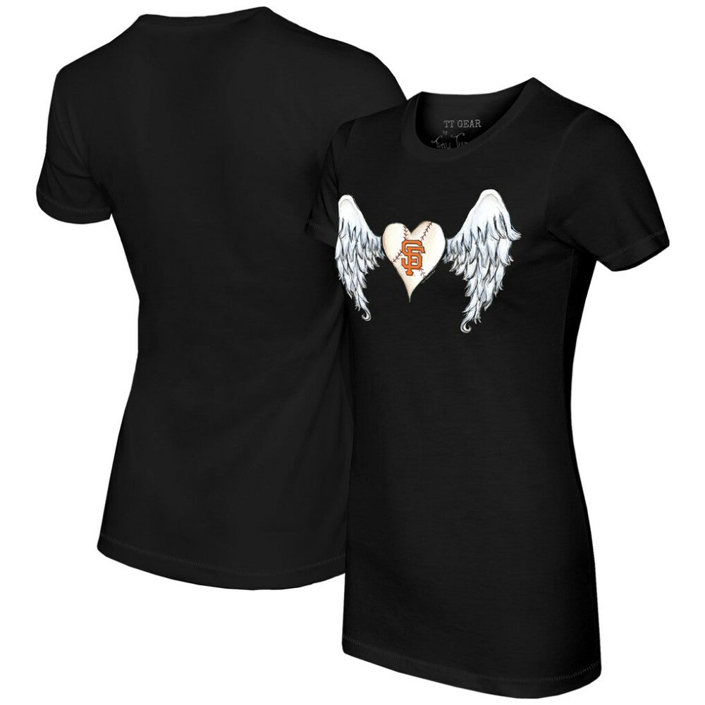 San Francisco Giants Tiny Turnip Women's Angel Wings T-Shirt - Black T-shirts