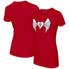 Philadelphia Phillies Tiny Turnip Women's Angel Wings T-Shirt - Red T-shirts