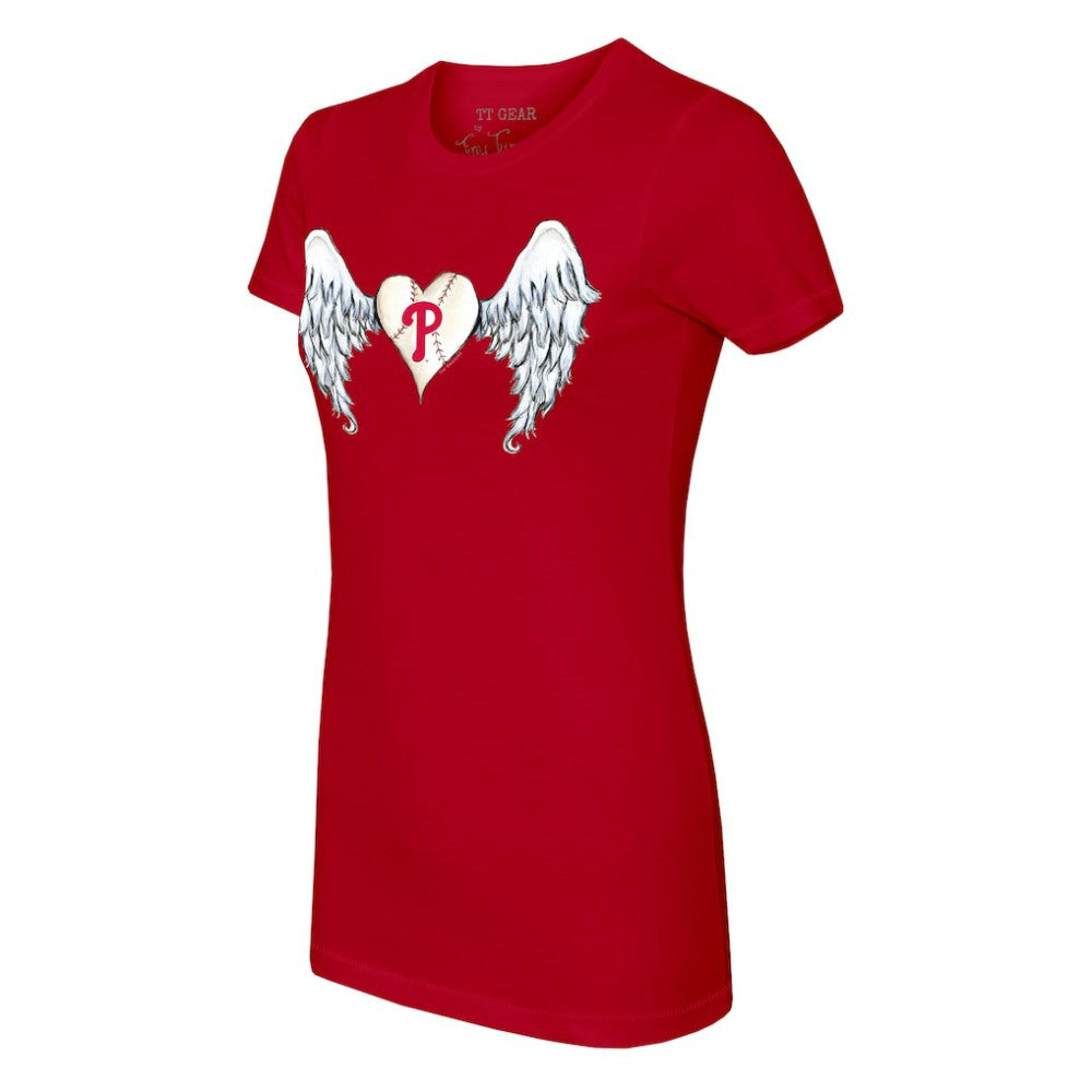 Philadelphia Phillies Tiny Turnip Women's Angel Wings T-Shirt - Red T-shirts