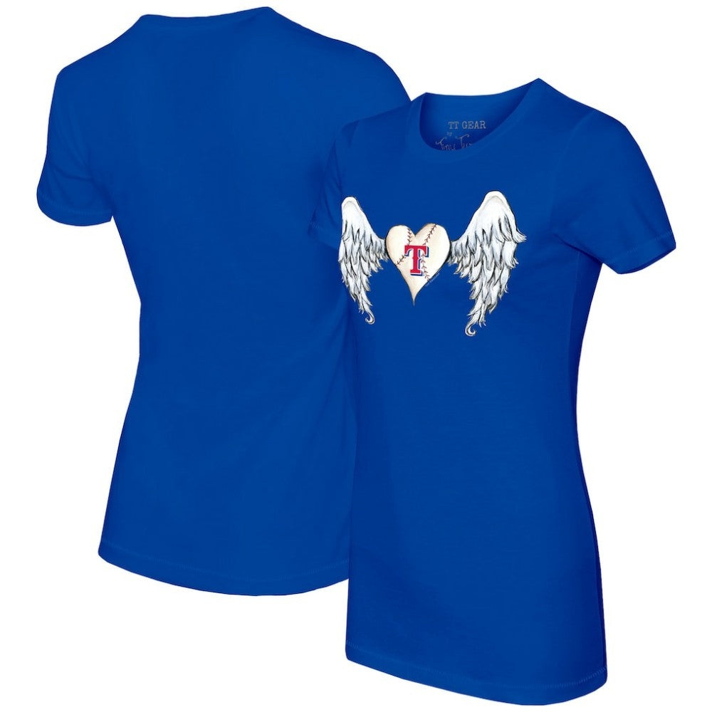 Texas Rangers Tiny Turnip Women's Angel Wings T-Shirt - Royal T-shirts