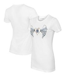Detroit Tigers Tiny Turnip Women's Angel Wings T-Shirt - White T-shirts
