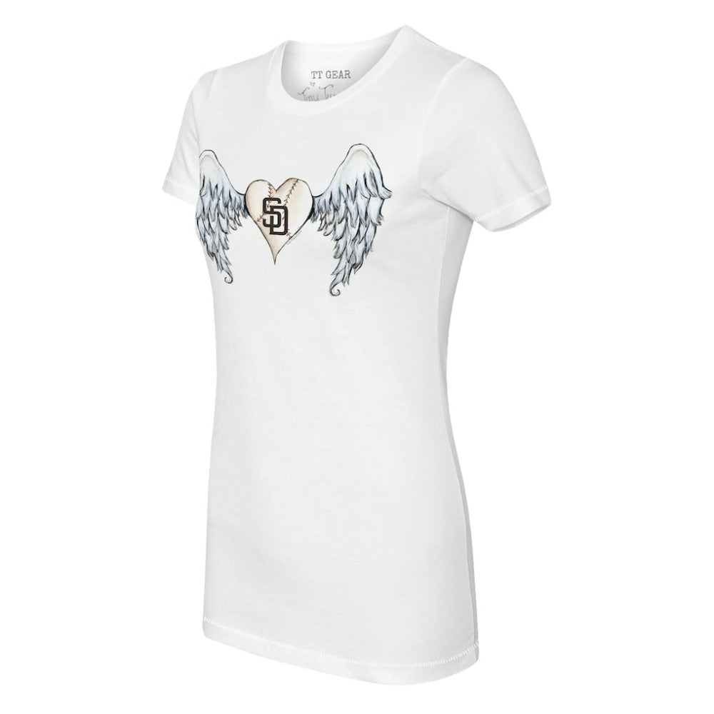 San Diego Padres Tiny Turnip Women's Angel Wings T-Shirt - White T-shirts