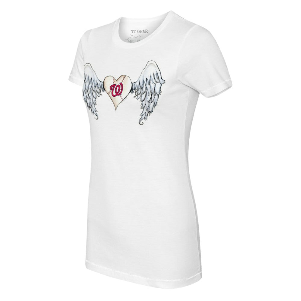 Washington Nationals Tiny Turnip Women's Angel Wings T-Shirt - White T-shirts