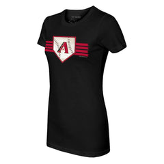 Arizona Diamondbacks Tiny Turnip Women's Base Stripe T-Shirt - Black T-shirts