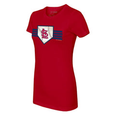 St. Louis Cardinals Tiny Turnip Women's Base Stripe T-Shirt - Red T-shirts