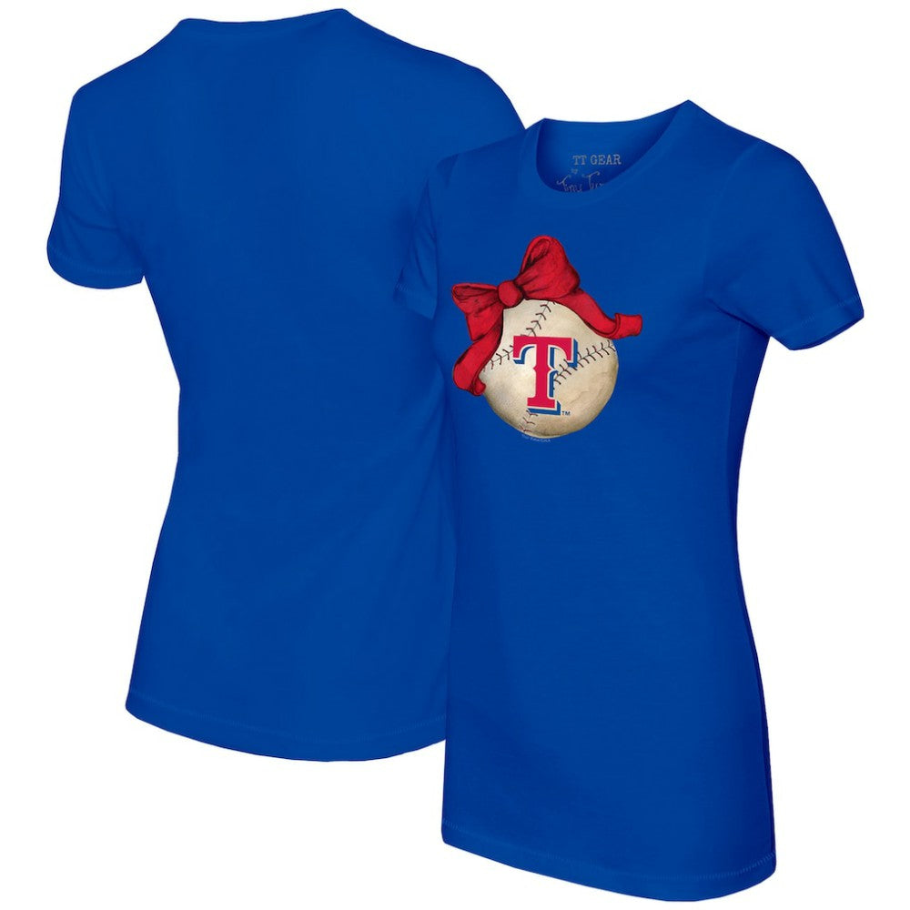 Texas Rangers Tiny Turnip Women's Baseball Bow T-Shirt - Royal T-shirts