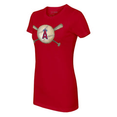 Los Angeles Angels Tiny Turnip Women's Baseball Cross Bats T-Shirt - Red T-shirts