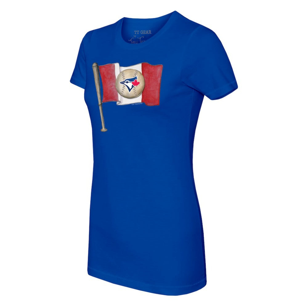 Toronto Blue Jays Tiny Turnip Women's Baseball Flag T-Shirt - Royal T-shirts