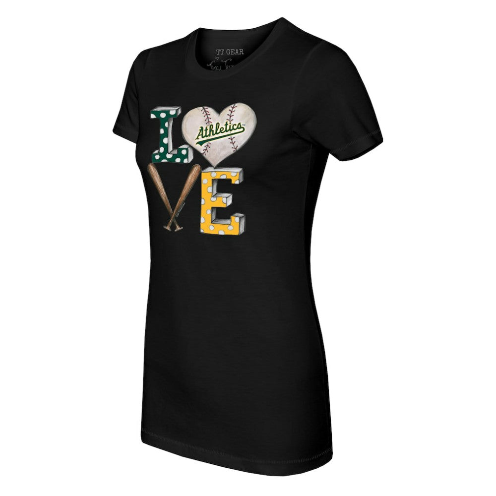 Athletics Tiny Turnip Women's Baseball Love T-Shirt - Black T-shirts