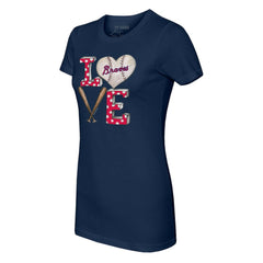 Atlanta Braves Tiny Turnip Women's Baseball Love T-Shirt - Navy T-shirts