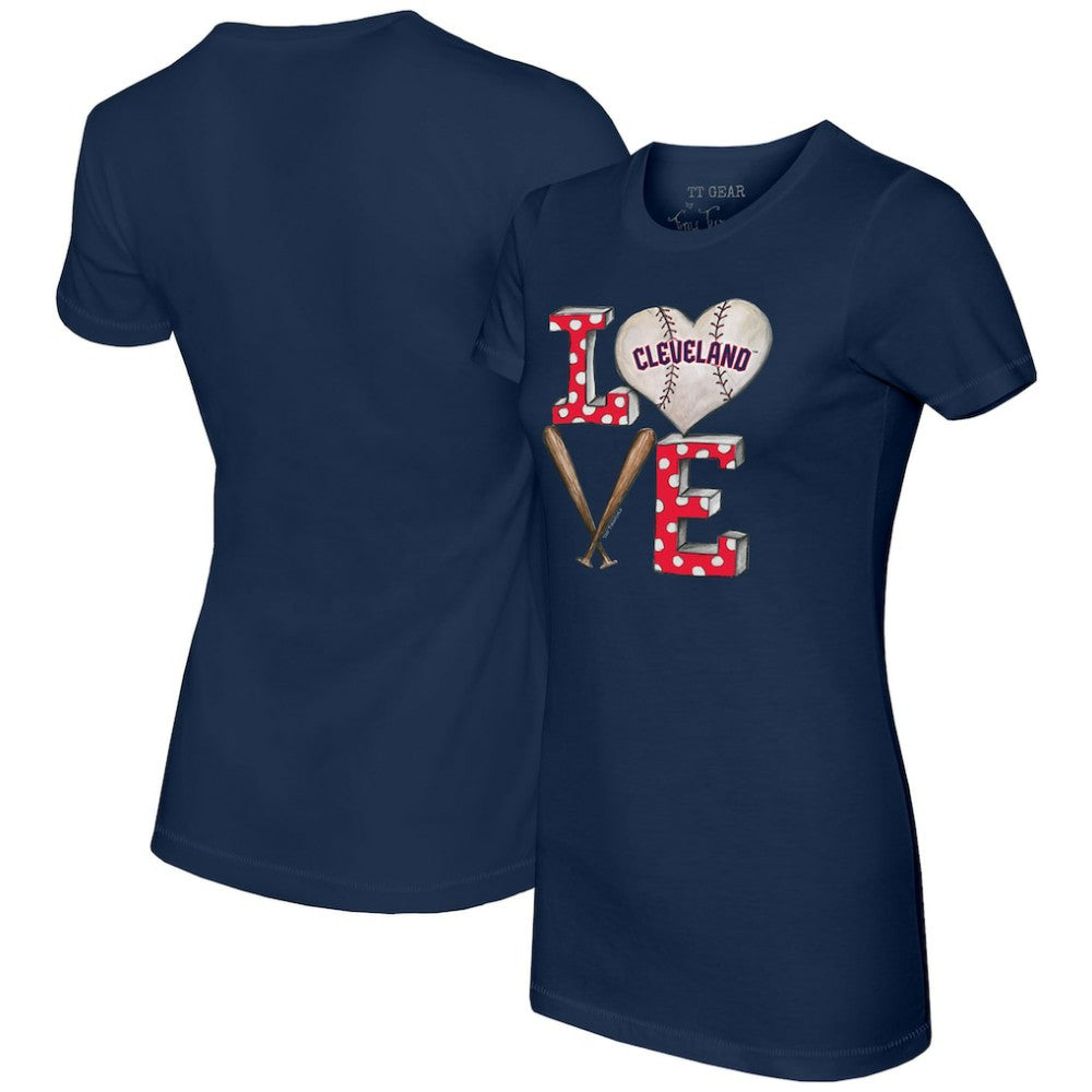 Cleveland Guardians Tiny Turnip Women's Baseball Love T-Shirt - Navy T-shirts