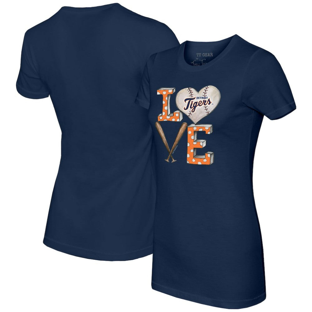 Detroit Tigers Tiny Turnip Women's Baseball Love T-Shirt - Navy T-shirts