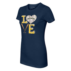 Milwaukee Brewers Tiny Turnip Women's Baseball Love T-Shirt - Navy T-shirts