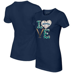 Seattle Mariners Tiny Turnip Women's Baseball Love T-Shirt - Navy T-shirts