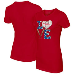 Philadelphia Phillies Tiny Turnip Women's Baseball Love T-Shirt - Red T-shirts