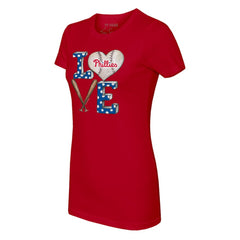 Philadelphia Phillies Tiny Turnip Women's Baseball Love T-Shirt - Red T-shirts