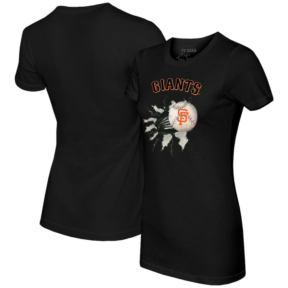 San Francisco Giants Tiny Turnip Women's Baseball Tear T-Shirt - Black T-shirts