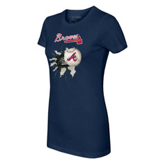 Atlanta Braves Tiny Turnip Women's Baseball Tear T-Shirt - Navy T-shirts