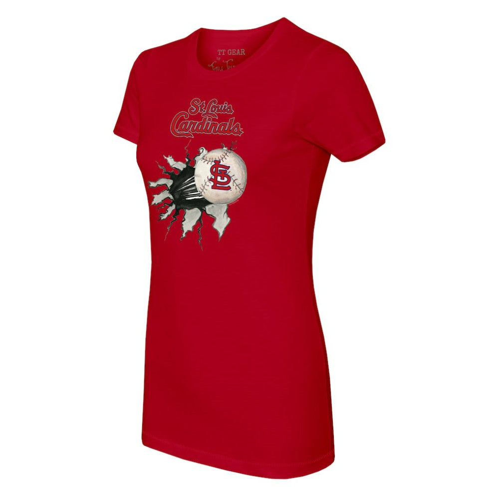 St. Louis Cardinals Tiny Turnip Women's Baseball Tear T-Shirt - Red T-shirts