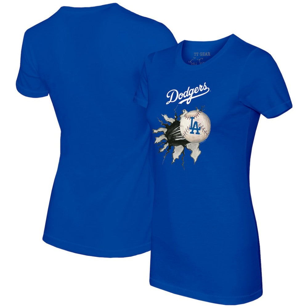 Los Angeles Dodgers Tiny Turnip Women's Baseball Tear T-Shirt - Royal T-shirts