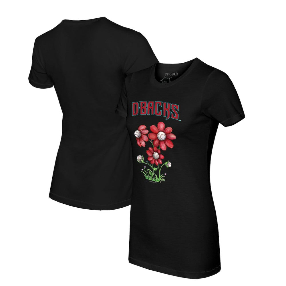 Arizona Diamondbacks Tiny Turnip Women's Blooming Baseballs T-Shirt - Black T-shirts