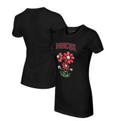 Arizona Diamondbacks Tiny Turnip Women's Blooming Baseballs T-Shirt - Black T-shirts
