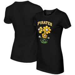 Pittsburgh Pirates Tiny Turnip Women's Blooming Baseballs T-Shirt - Black T-shirts