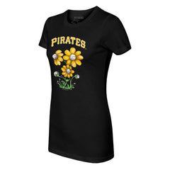 Pittsburgh Pirates Tiny Turnip Women's Blooming Baseballs T-Shirt - Black T-shirts