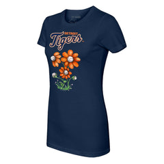 Detroit Tigers Tiny Turnip Women's Blooming Baseballs T-Shirt - Navy T-shirts