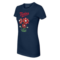 Minnesota Twins Tiny Turnip Women's Blooming Baseballs T-Shirt - Navy T-shirts