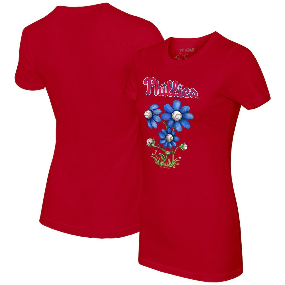 Philadelphia Phillies Tiny Turnip Women's Blooming Baseballs T-Shirt - Red T-shirts