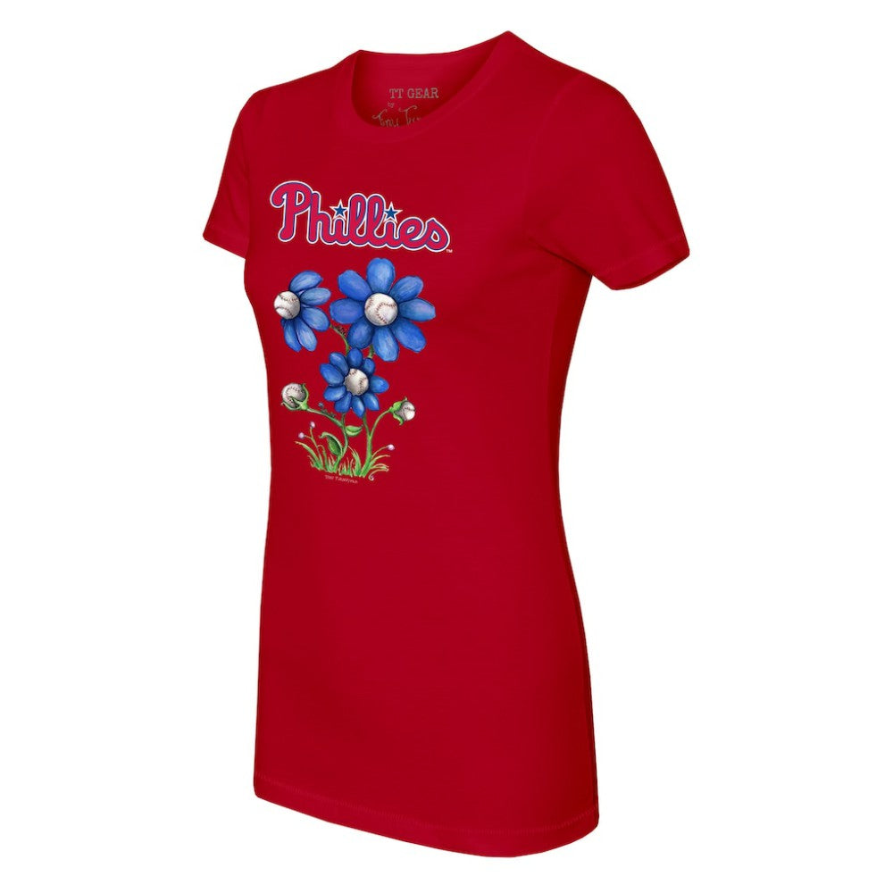 Philadelphia Phillies Tiny Turnip Women's Blooming Baseballs T-Shirt - Red T-shirts