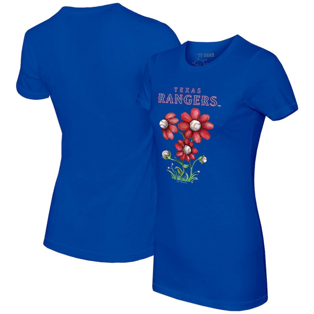 Texas Rangers Tiny Turnip Women's Blooming Baseballs T-Shirt - Royal T-shirts
