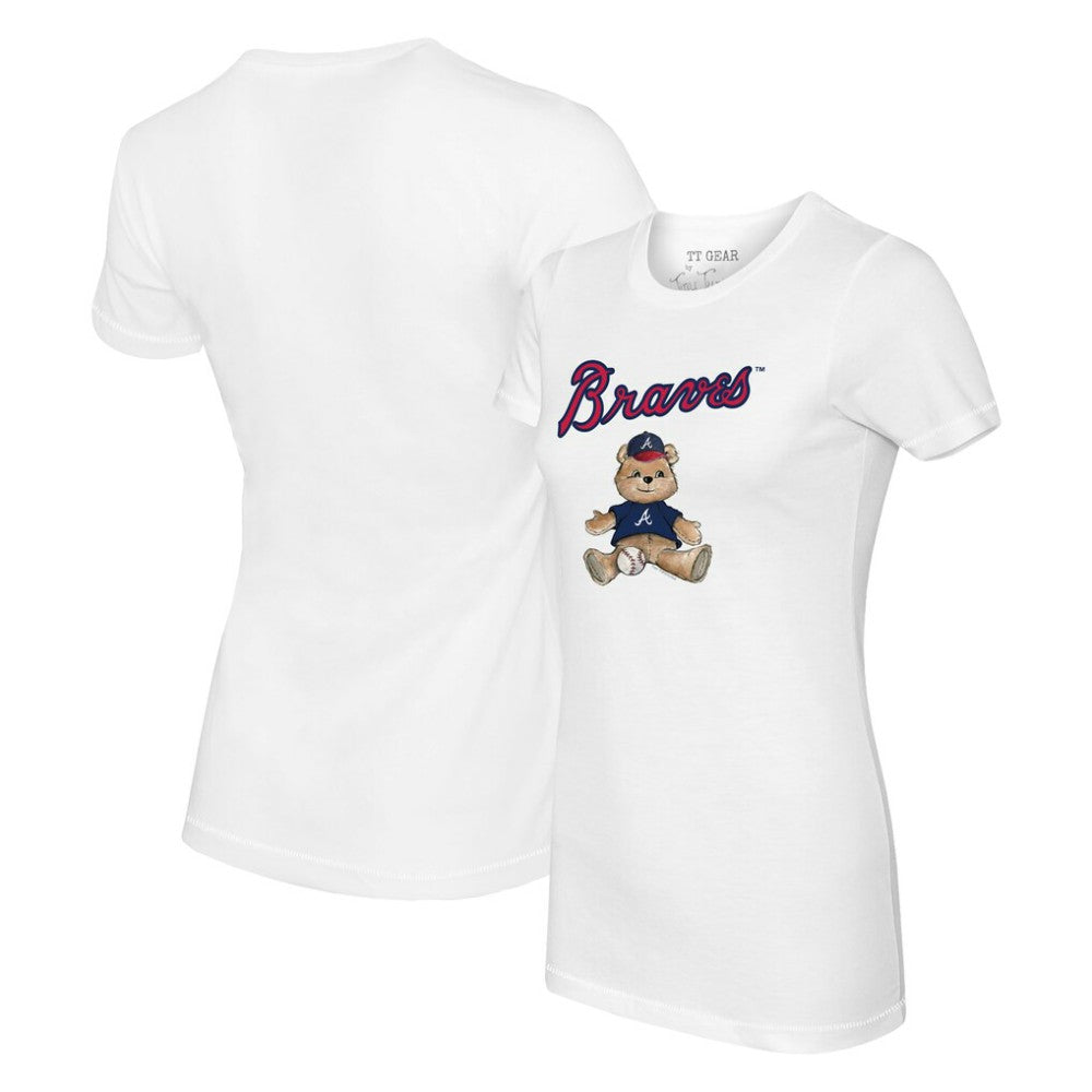 Atlanta Braves Tiny Turnip Women's Teddy Boy T-Shirt - White T-shirts