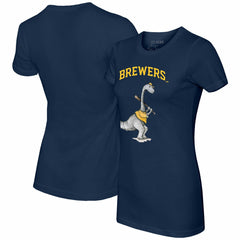 Milwaukee Brewers Tiny Turnip Women's Bronto T-Shirt - Navy T-shirts