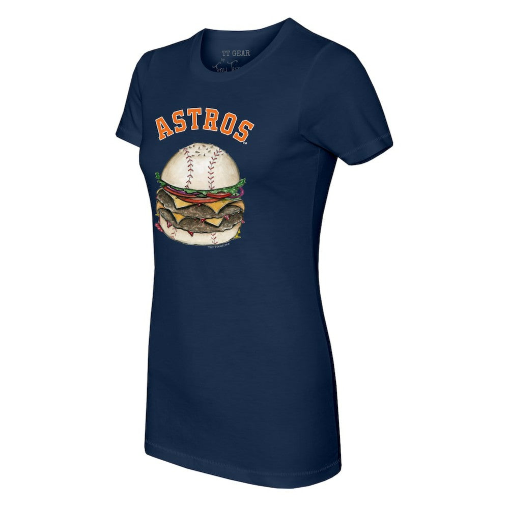 Houston Astros Tiny Turnip Women's Burger T-Shirt - Navy T-shirts