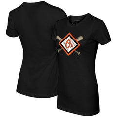 Baltimore Orioles Tiny Turnip Women's Diamond Cross Bats T-Shirt - Black T-shirts