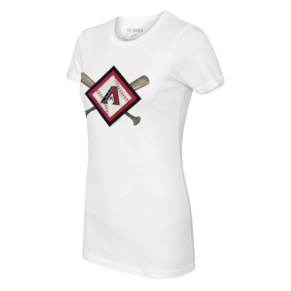 Arizona Diamondbacks Tiny Turnip Women's Diamond Cross Bats T-Shirt - White T-shirts