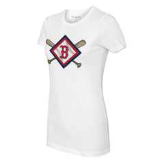 Boston Red Sox Tiny Turnip Women's Diamond Cross Bats T-Shirt - White T-shirts