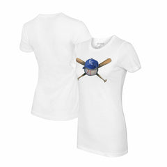 Kansas City Royals Tiny Turnip Women's Hat Crossbats T-Shirt - White Hats