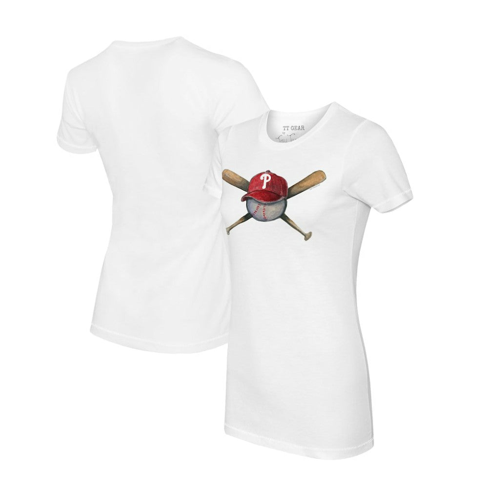 Philadelphia Phillies Tiny Turnip Women's Hat Crossbats T-Shirt - White Hats