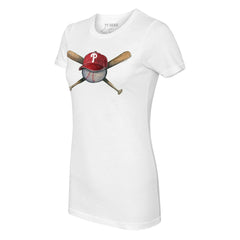 Philadelphia Phillies Tiny Turnip Women's Hat Crossbats T-Shirt - White Hats