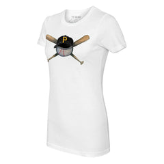 Pittsburgh Pirates Tiny Turnip Women's Hat Crossbats T-Shirt - White Hats