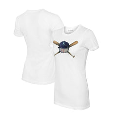 Seattle Mariners Tiny Turnip Women's Hat Crossbats T-Shirt - White Hats