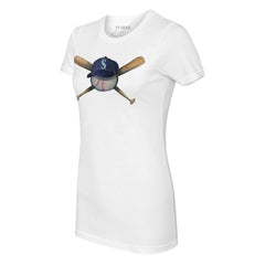 Seattle Mariners Tiny Turnip Women's Hat Crossbats T-Shirt - White Hats